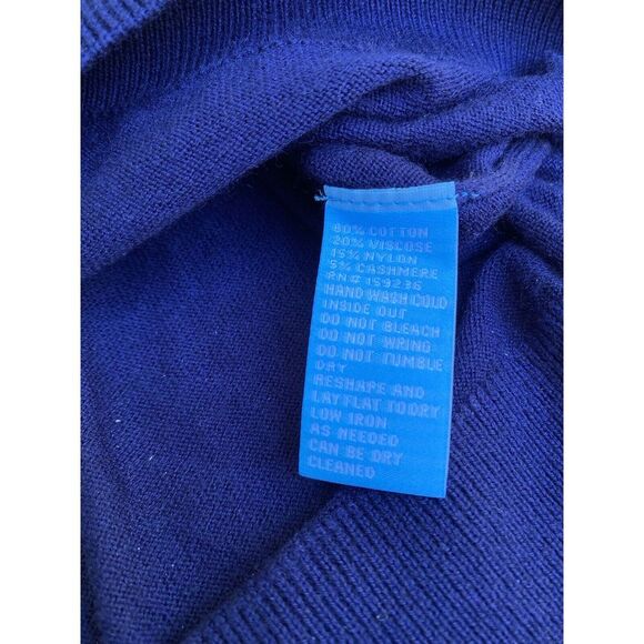 J McLaughlin Mens Sweater Size XL Blue V Neck Cashmere Blend Preppy Lightweight - Picture 5 of 6